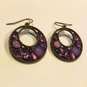 Purple Gemstone Earrings NWOT